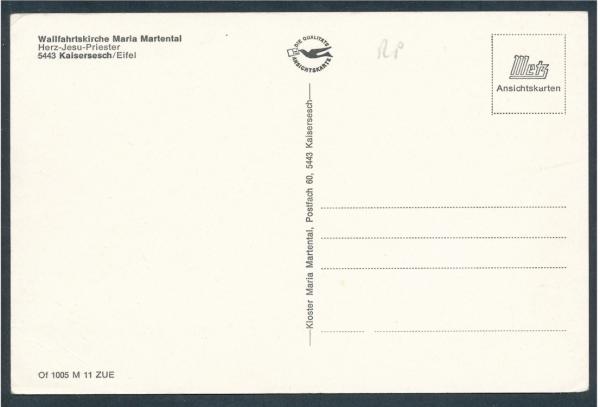 56759 Kaisersesch/Eifel Wallfahrtskirche Maria Martental Herz Jesu Priester